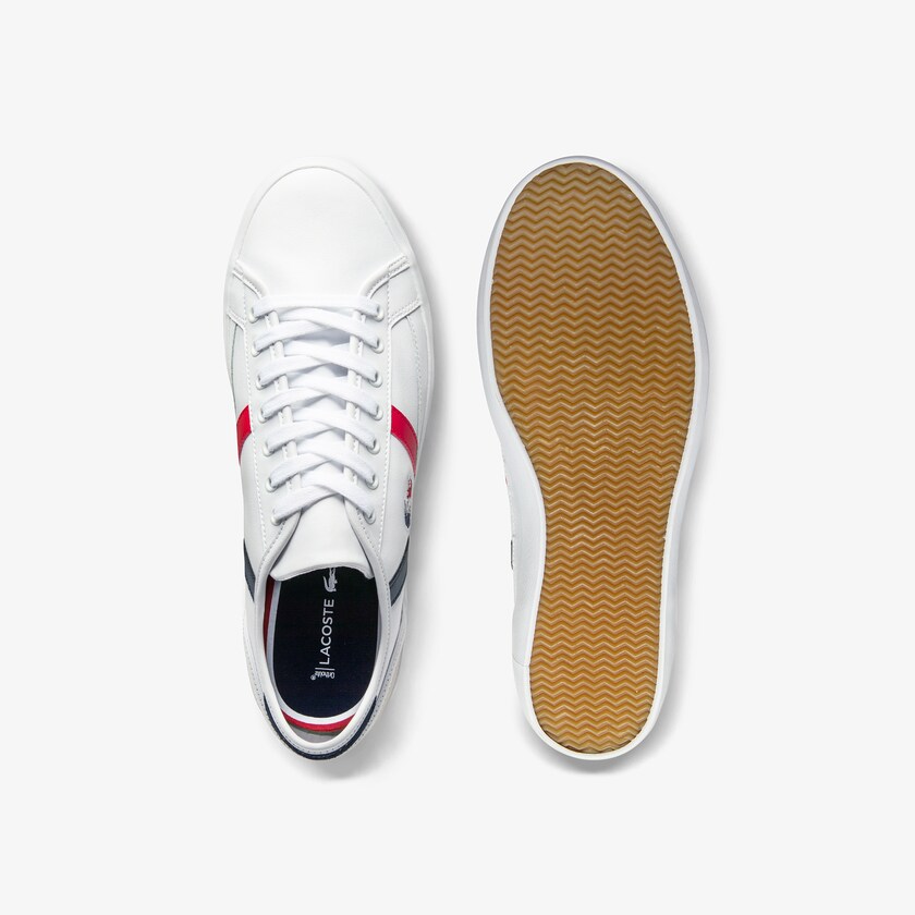 Sapatilhas Branco Bege Masculino Lacoste Sideline Leather Tricolore CR6-39863S3
