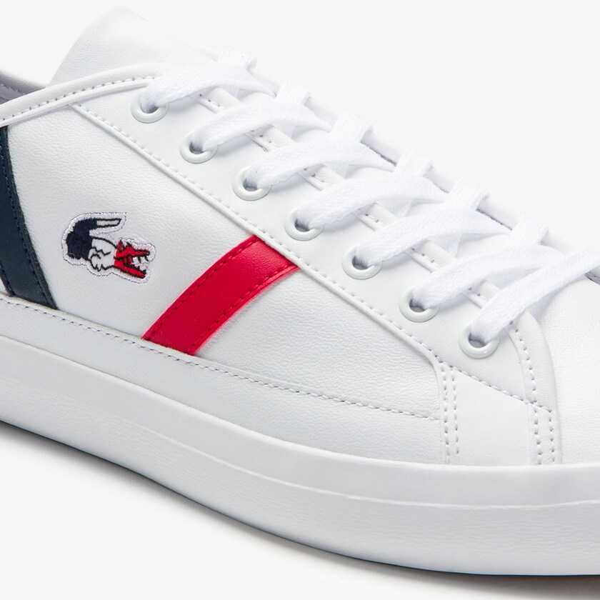 Sapatilhas Branco Bege Masculino Lacoste Sideline Leather Tricolore CR6-39863S3