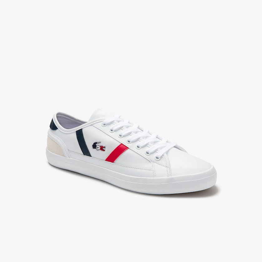 Sapatilhas Branco Bege Masculino Lacoste Sideline Leather Tricolore CR6-39863S3