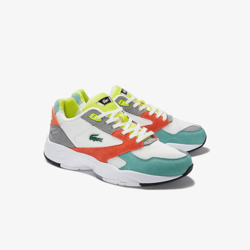 Sapatilhas Laranja Luz Verdes Feminino Lacoste Storm 96 LO Mesh and Leather XQ8-04570F8