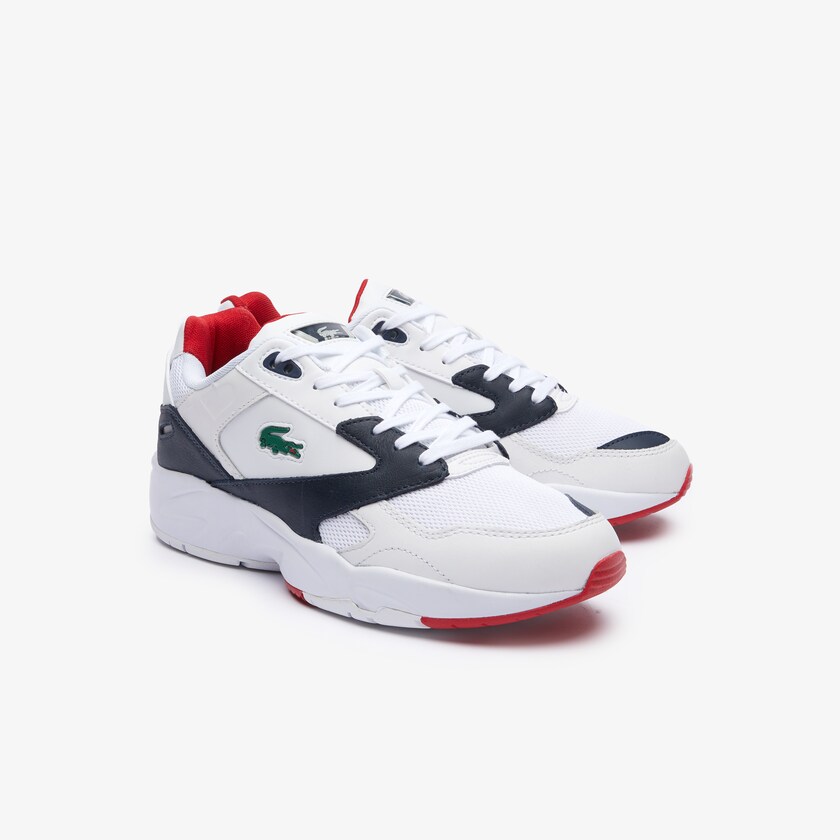 Sapatilhas Branco Azul Marinho Masculino Lacoste Storm 96 LO Mesh and Leather rubber crocodile FU6-29062I2