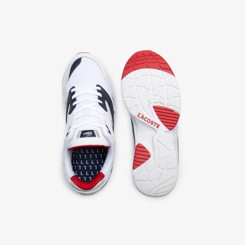 Sapatilhas Branco Azul Marinho Masculino Lacoste Storm 96 LO Mesh and Leather rubber crocodile FU6-29062I2