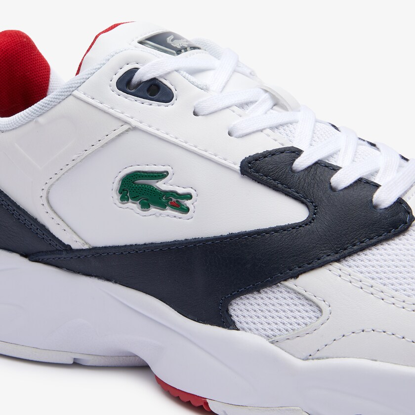 Sapatilhas Branco Azul Marinho Masculino Lacoste Storm 96 LO Mesh and Leather rubber crocodile FU6-29062I2
