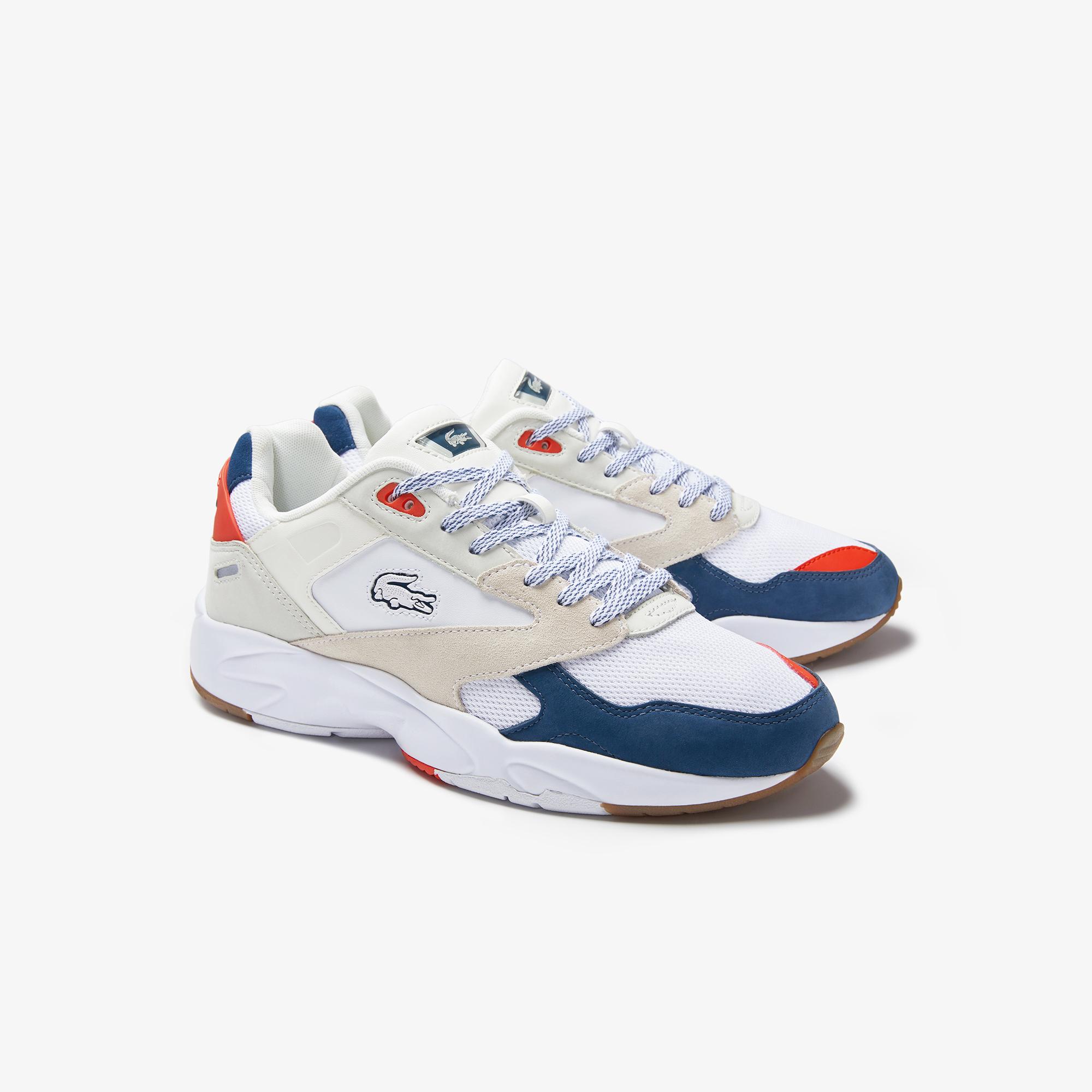 Sapatilhas Branco Azuis Escuro Masculino Lacoste Storm 96 LO Textile UJ8-19671I6