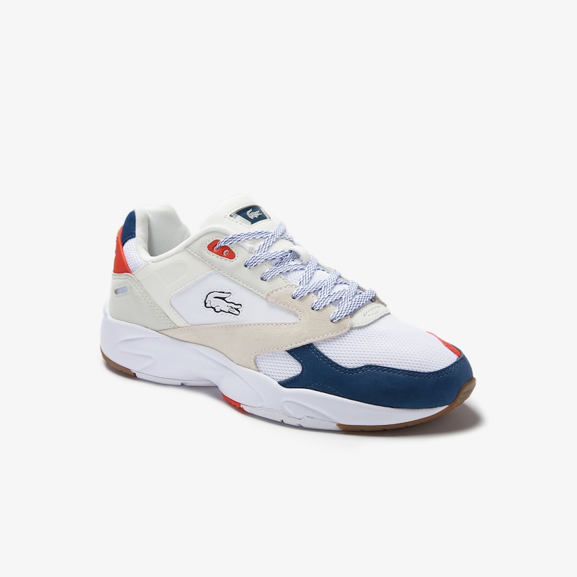 Sapatilhas Branco Azuis Escuro Masculino Lacoste Storm 96 LO Textile UJ8-19671I6