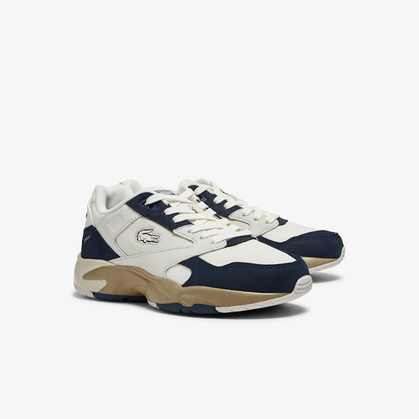 Sapatilhas Branco Azul Marinho Feminino Lacoste Storm 96 Lo Nubuck Leather GD2-79417U3