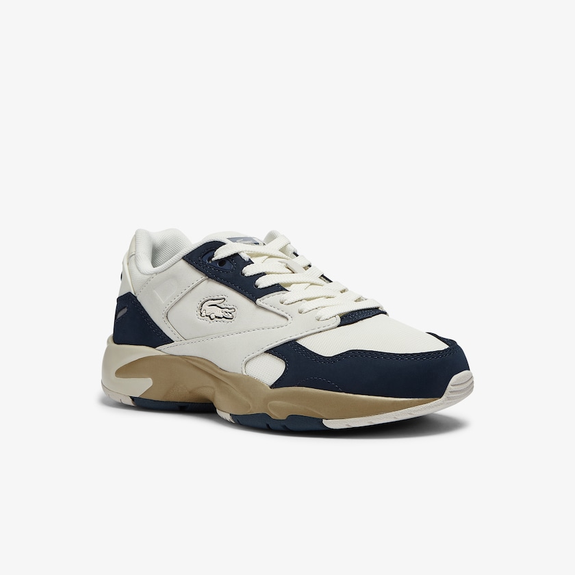 Sapatilhas Branco Azul Marinho Feminino Lacoste Storm 96 Lo Nubuck Leather GD2-79417U3