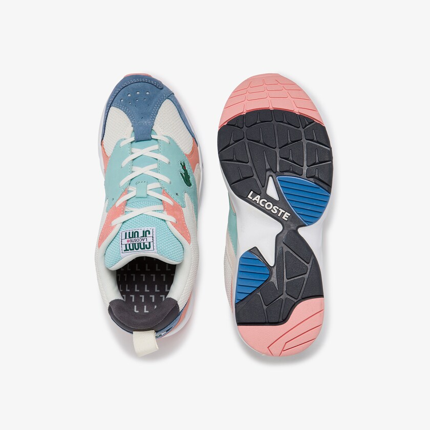 Sapatilhas Branco Azuis Masculino Lacoste Storm 96 Mesh and Suede GS5-66316C3