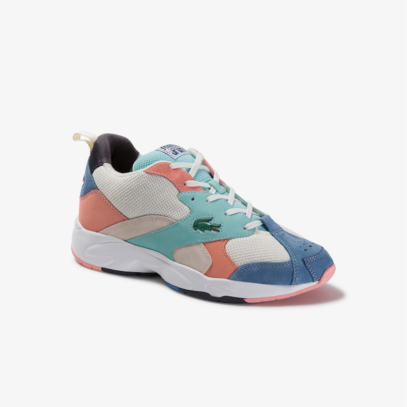 Sapatilhas Branco Azuis Masculino Lacoste Storm 96 Mesh and Suede GS5-66316C3