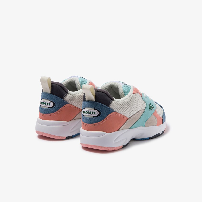 Sapatilhas Branco Azuis Feminino Lacoste Storm 96 Textile and Suede WB6-32673N1