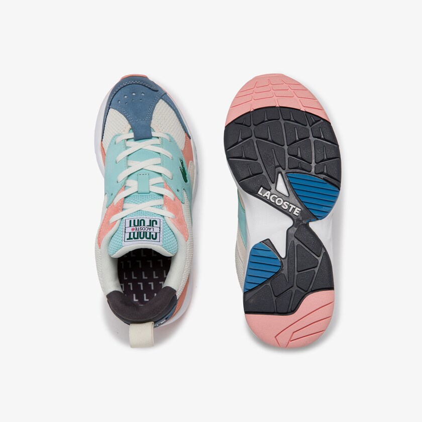 Sapatilhas Branco Azuis Feminino Lacoste Storm 96 Textile and Suede WB6-32673N1