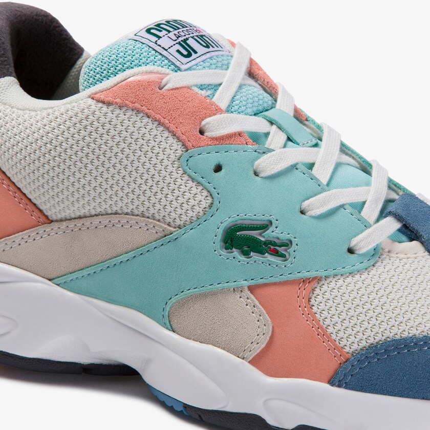 Sapatilhas Branco Azuis Feminino Lacoste Storm 96 Textile and Suede WB6-32673N1