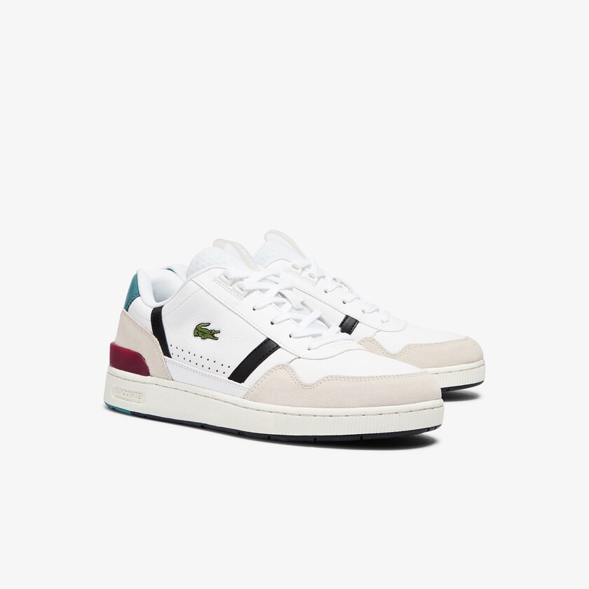 Sapatilhas Branco Bege Masculino Lacoste T-Clip Leather Colour-Pop IX4-86158D2