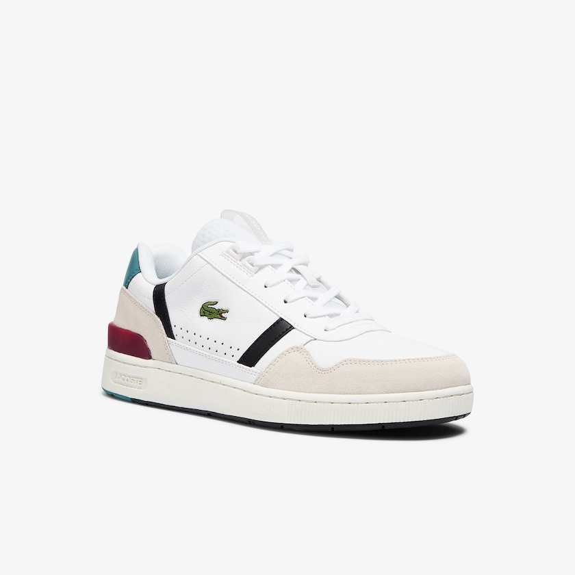 Sapatilhas Branco Bege Masculino Lacoste T-Clip Leather Colour-Pop IX4-86158D2