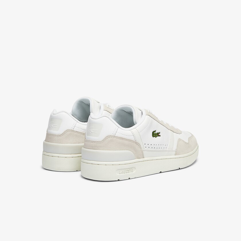 Sapatilhas Branco Cinzentas Masculino Lacoste T-Clip Leather and Suede BY7-11291V9