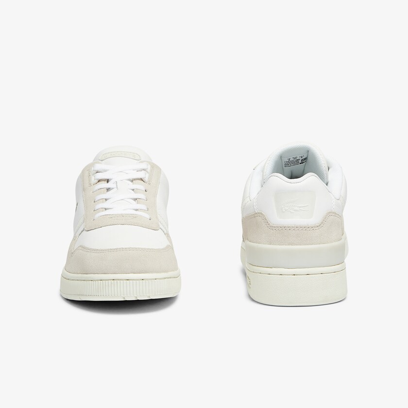 Sapatilhas Branco Cinzentas Masculino Lacoste T-Clip Leather and Suede BY7-11291V9