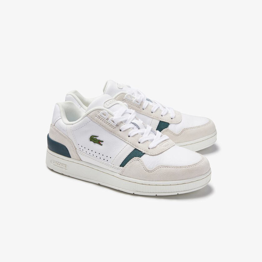 Sapatilhas Branco Feminino Lacoste T-Clip Leather and Suede OL6-15401Y7