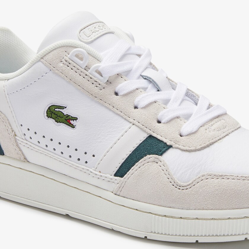 Sapatilhas Branco Feminino Lacoste T-Clip Leather and Suede OL6-15401Y7