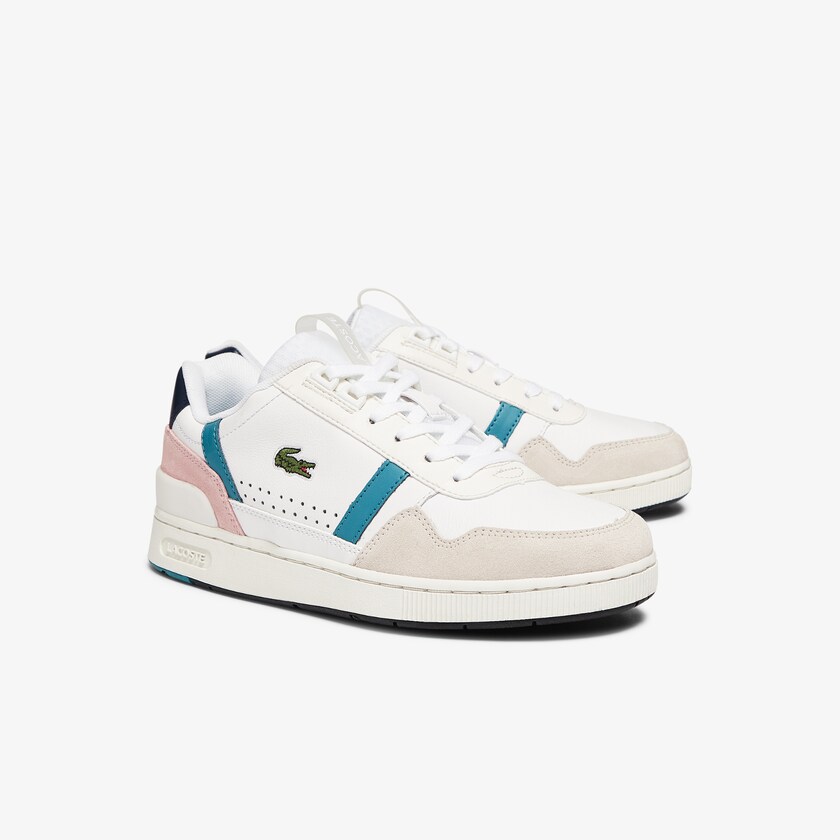 Sapatilhas Branco Turquesa Escuro Feminino Lacoste T-Clip Leather and Synthetic RL3-89188V9