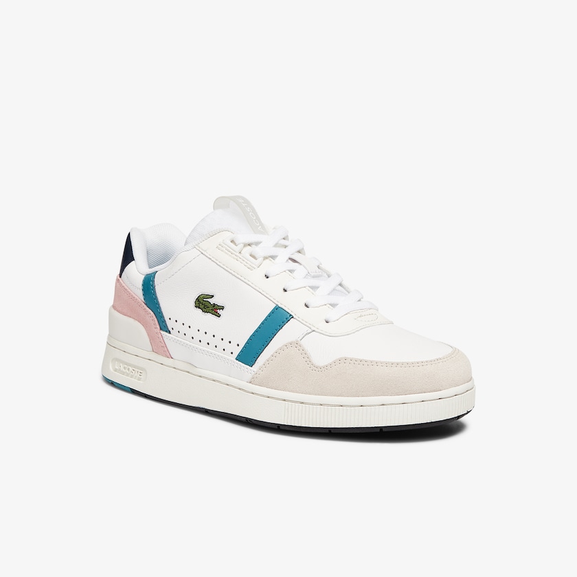 Sapatilhas Branco Turquesa Escuro Feminino Lacoste T-Clip Leather and Synthetic RL3-89188V9