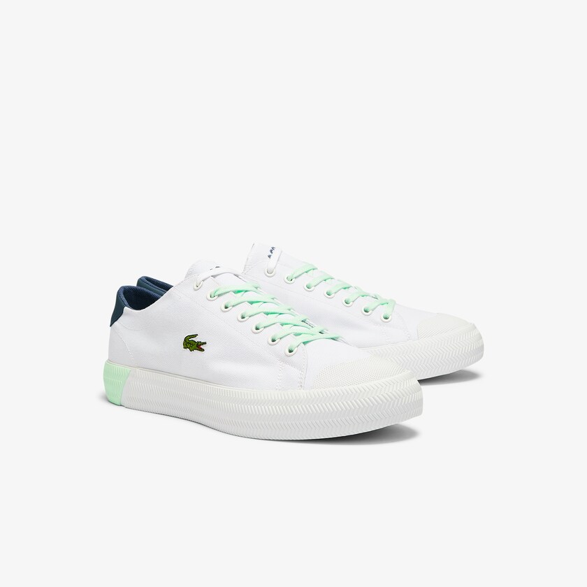 Sapatilhas Lona Branco Luz Verdes Masculino Lacoste Gripshot Canvas and Leather BV7-66916H2