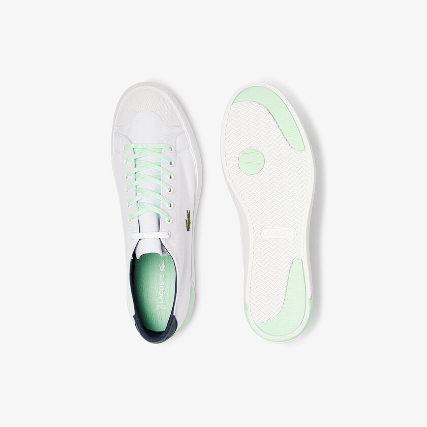 Sapatilhas Lona Branco Luz Verdes Masculino Lacoste Gripshot Canvas and Leather BV7-66916H2