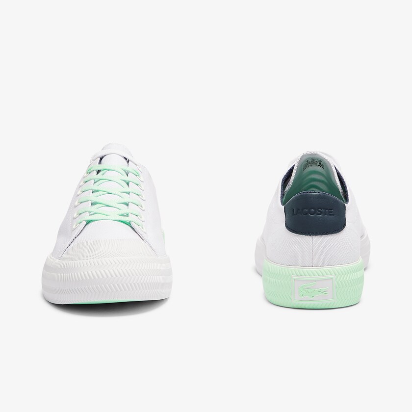 Sapatilhas Lona Branco Luz Verdes Masculino Lacoste Gripshot Canvas and Leather BV7-66916H2