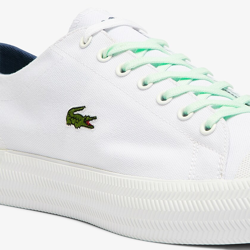 Sapatilhas Lona Branco Luz Verdes Masculino Lacoste Gripshot Canvas and Leather BV7-66916H2