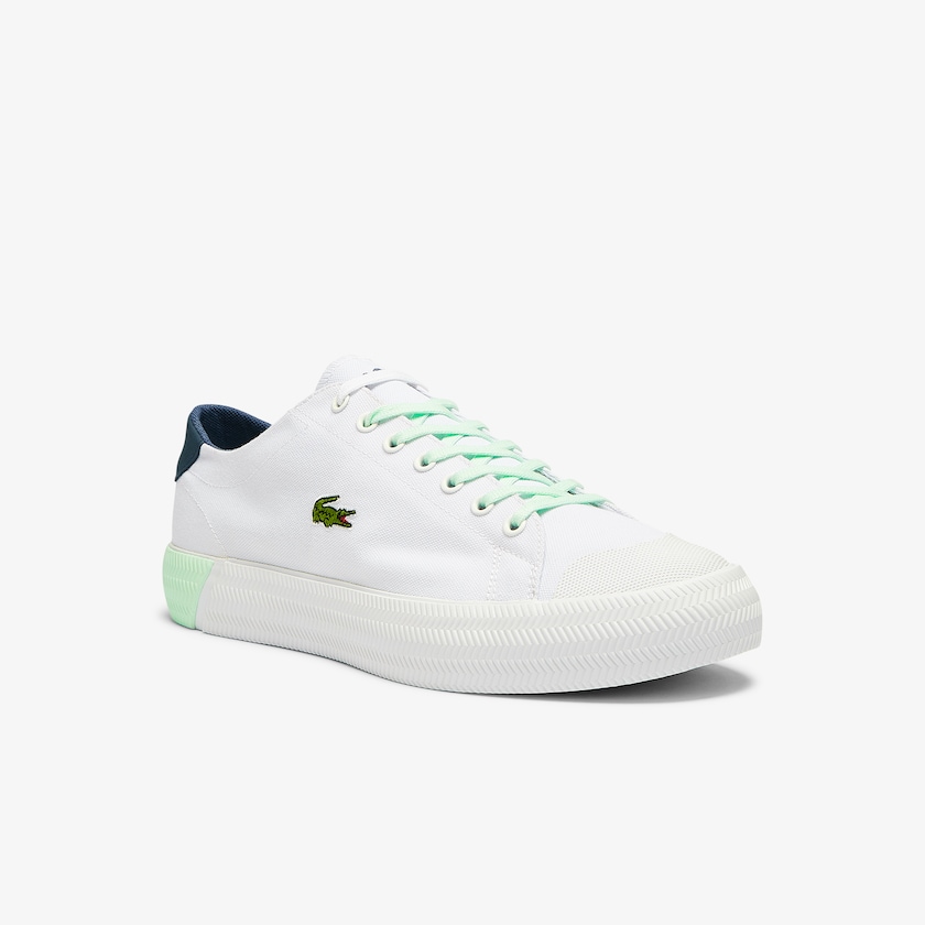 Sapatilhas Lona Branco Luz Verdes Masculino Lacoste Gripshot Canvas and Leather BV7-66916H2