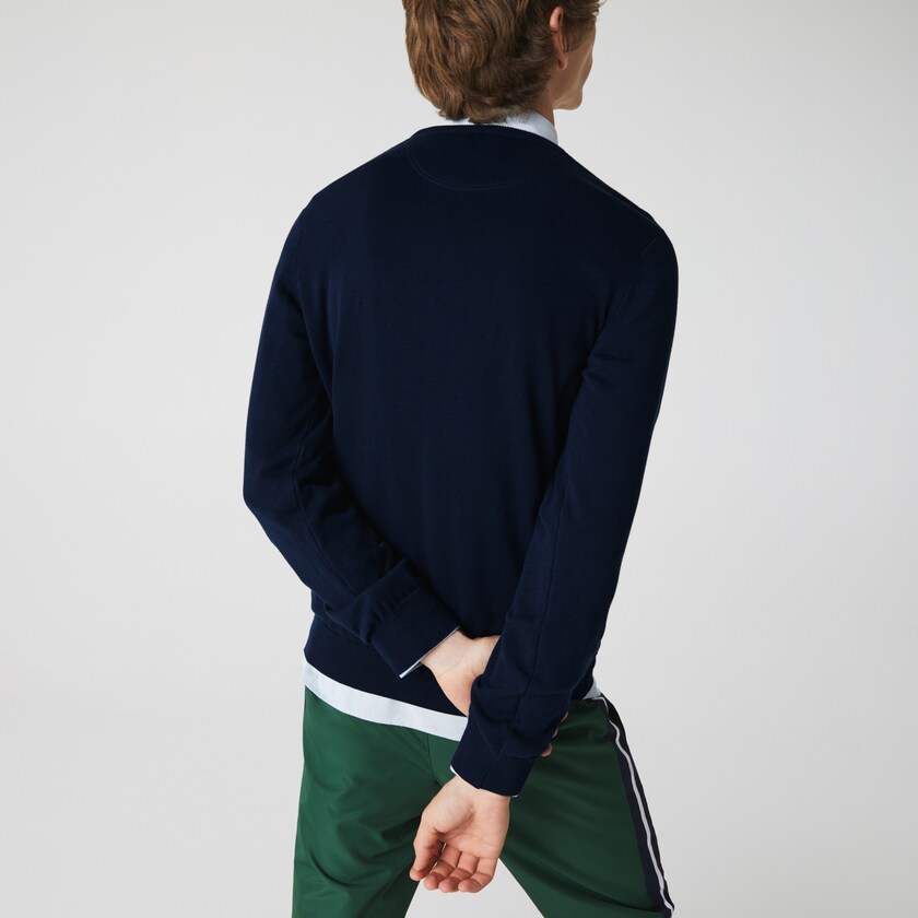 Suéteres Azul Marinho Azuis Branco Azul Marinho Azuis Masculino Lacoste Caviar Piqué Accent AM1-87768Q6