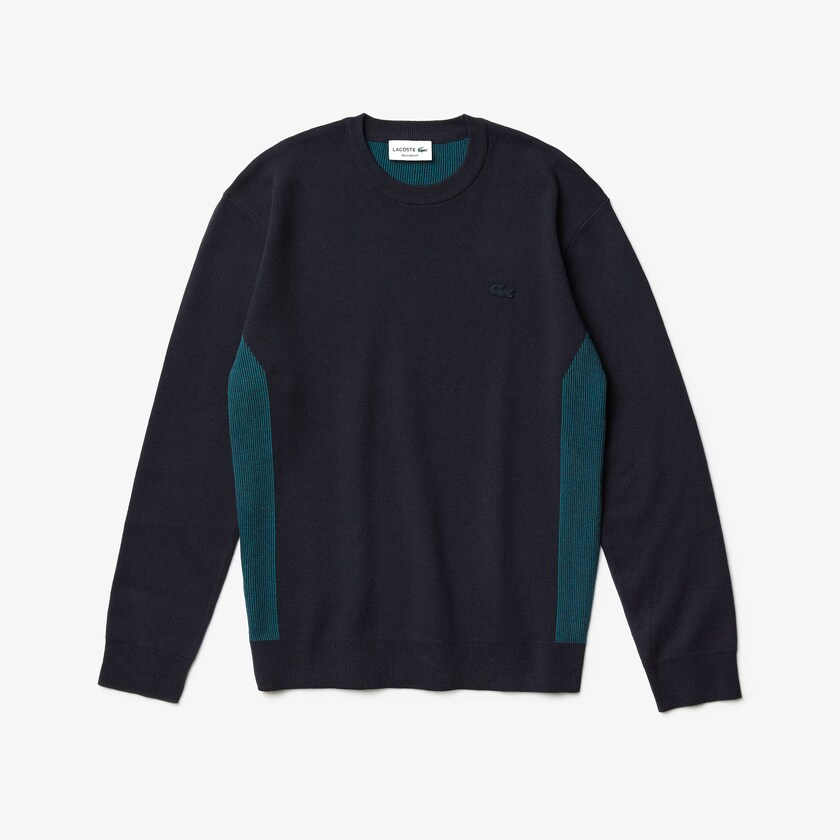 Suéteres Azul Marinho Azuis Masculino Lacoste Contrast Effects Knit QH0-06500X3