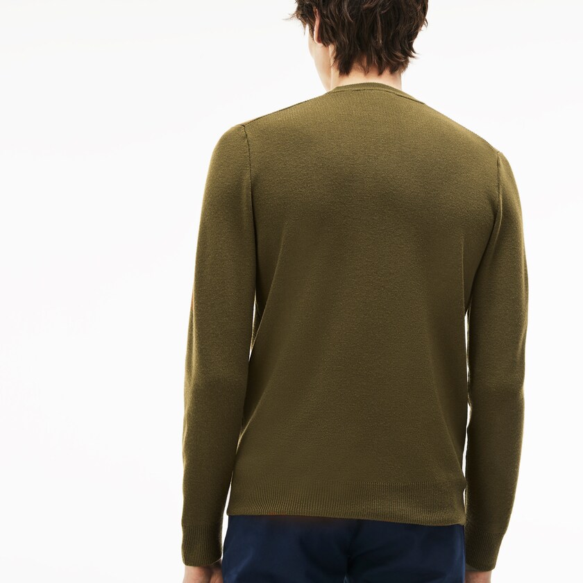 Suéteres Bege Masculino Lacoste Crew Neck Technical Knit MP3-61416O1