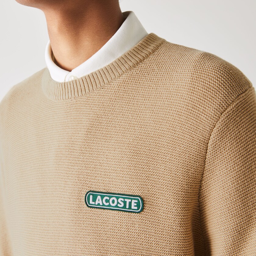Suéteres Bege Branco Azul Marinho Azuis Masculino Lacoste Crew Neck Textured Wool And Cotton IW9-50465I1