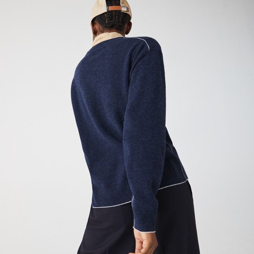 Suéteres Azuis Feminino Lacoste Crew Neck Wool OZ5-90429S3