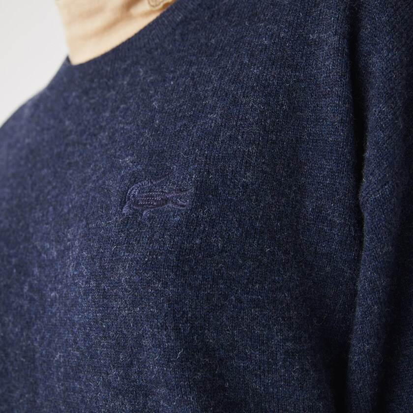 Suéteres Azuis Feminino Lacoste Crew Neck Wool OZ5-90429S3