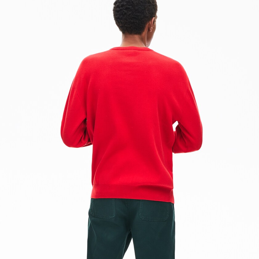 Suéteres Vermelhas Masculino Lacoste Crewneck Signature-Logo Knit IN9-72197W9