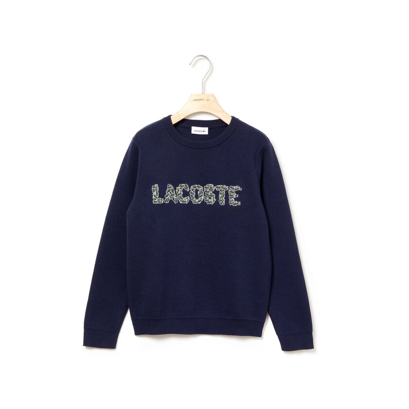 Suéteres Azul Marinho Azuis Criança Lacoste Embroidered Croco Magic Wool And Cotton UY9-90629M3