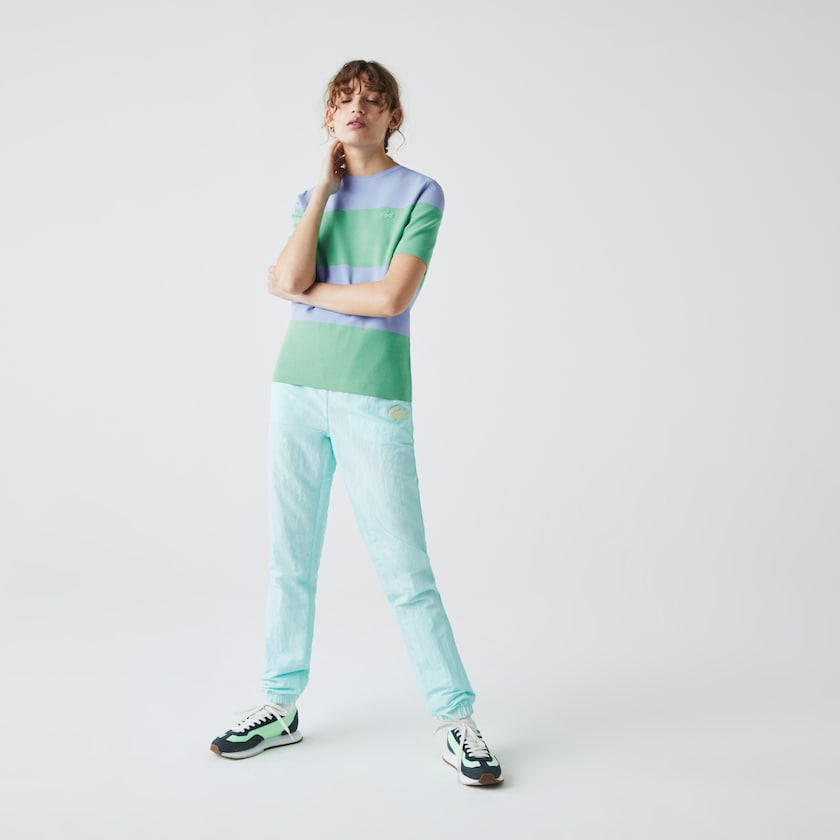 Suéteres Azuis Verdes Feminino Lacoste LIVE Striped Knit RX8-86658F4