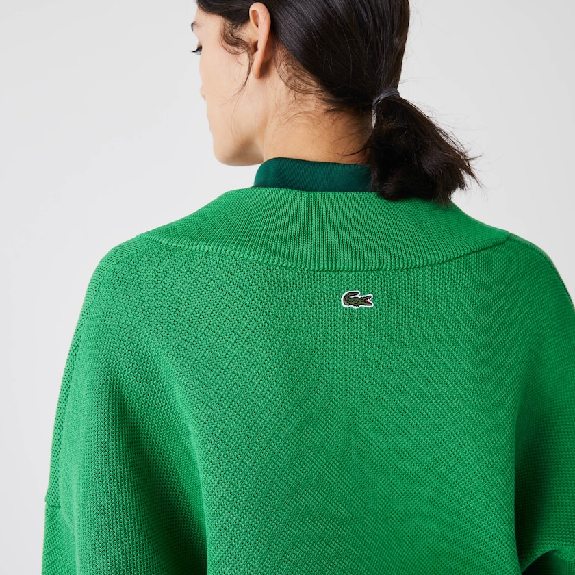 Suéteres Verdes Feminino Lacoste LIVE V-Neck Emblem EL1-83868G0