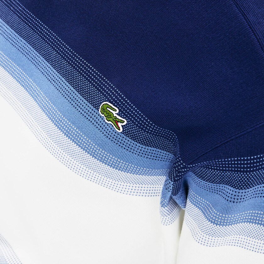 Suéteres Azul Marinho Azuis Azuis Branco Masculino Lacoste Made In France Degraded Cotton Crew Neck ZA0-22772J5