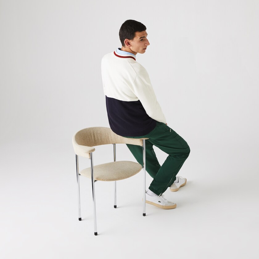 Suéteres Azul Marinho Azuis Branco Vermelhas Escuro Masculino Lacoste Made in France Two-Tone Wool V-Neck DI7-51155O9