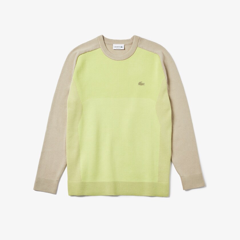 Suéteres Bege Amarelas Masculino Lacoste Motion Breathable Color-Block ZS4-55085F0