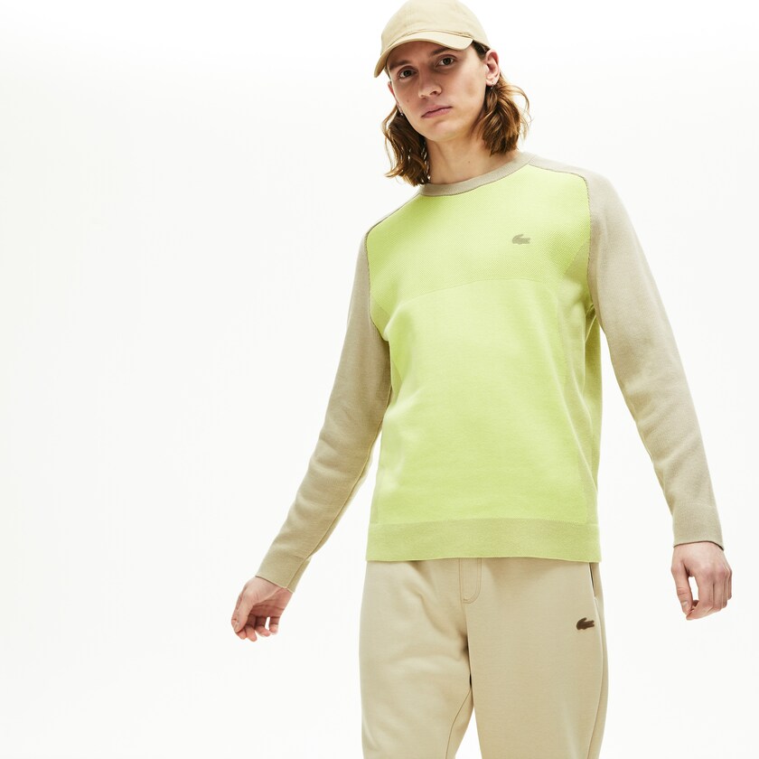 Suéteres Bege Amarelas Masculino Lacoste Motion Breathable Color-Block ZS4-55085F0