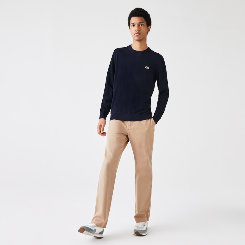 Suéteres Azul Marinho Azuis Masculino Lacoste Organic Cotton Crew Neck YA0-23542I1