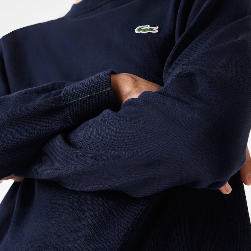 Suéteres Azul Marinho Azuis Masculino Lacoste Organic Cotton Crew Neck YA0-23542I1