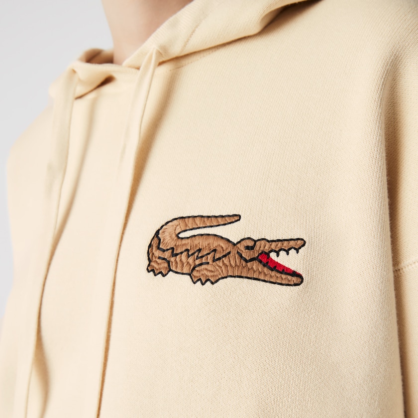 Suéteres Bege Feminino Lacoste Relaxed Embroidered Croc Hooded Cotton MK0-51975E8