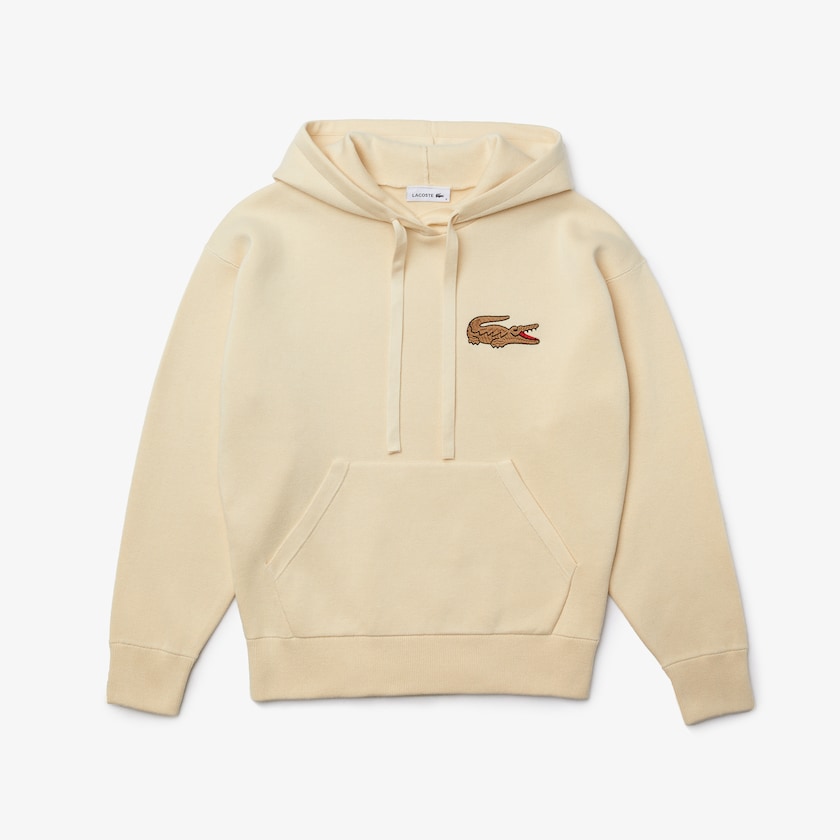 Suéteres Bege Feminino Lacoste Relaxed Embroidered Croc Hooded Cotton MK0-51975E8