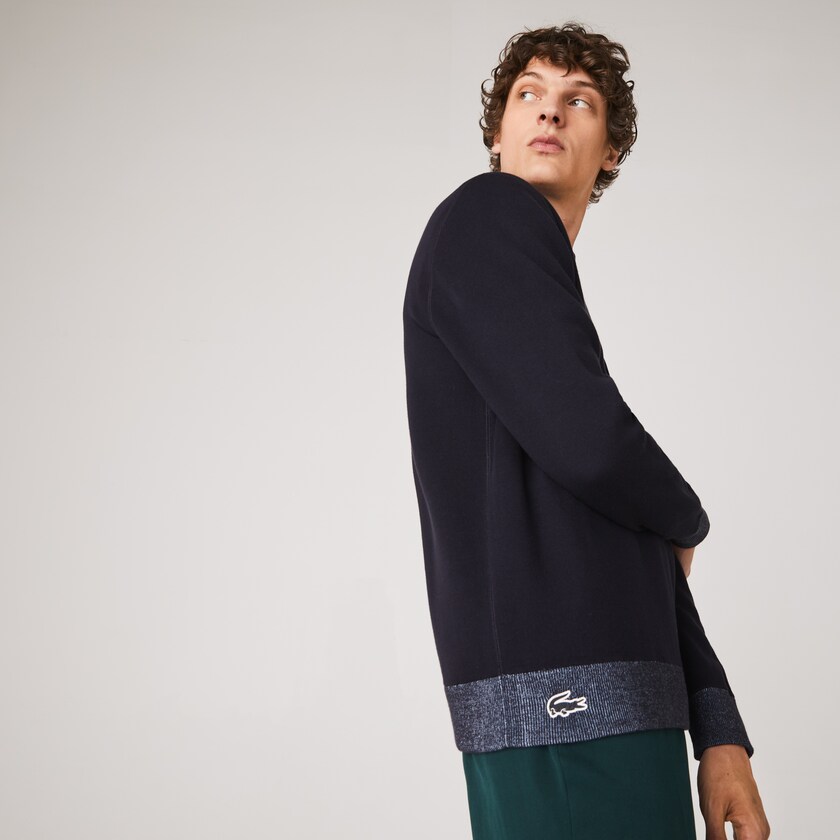 Suéteres Azul Marinho Azuis Azuis Masculino Lacoste Reversible Crew Neck Contrast OD2-82968G5