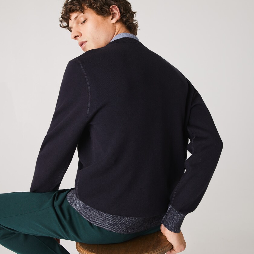 Suéteres Azul Marinho Azuis Azuis Masculino Lacoste Reversible Crew Neck Contrast OD2-82968G5