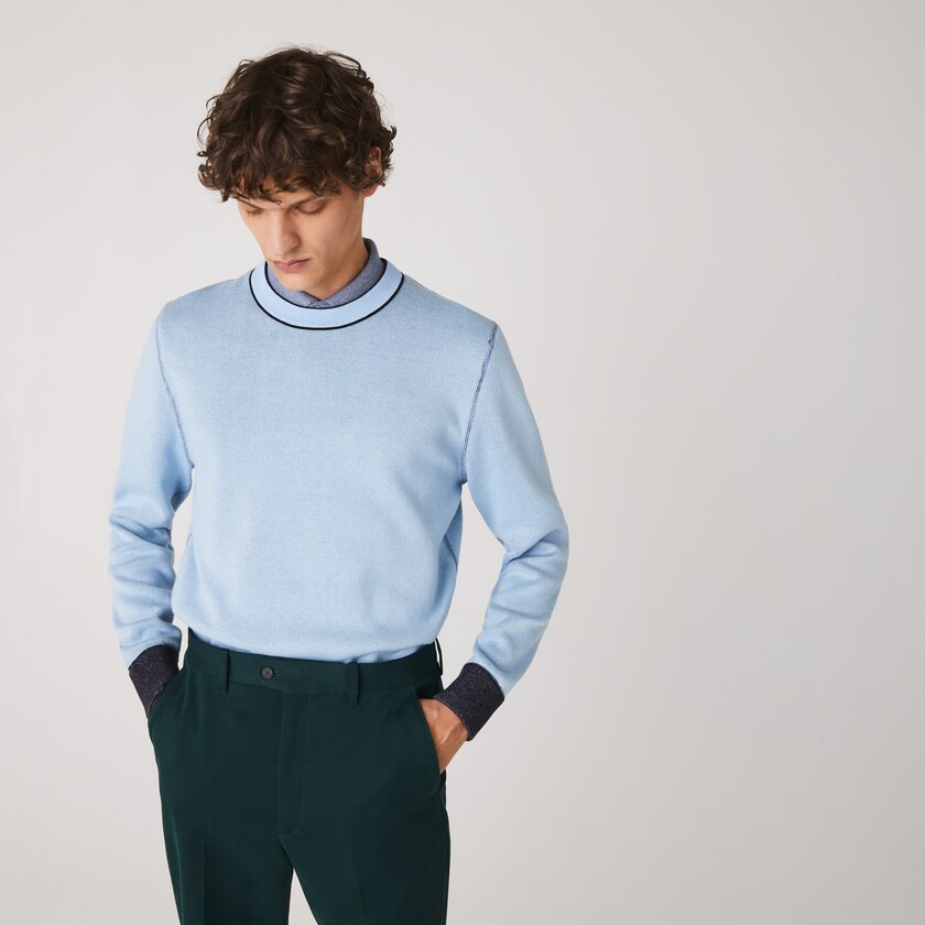Suéteres Azul Marinho Azuis Azuis Masculino Lacoste Reversible Crew Neck Contrast OD2-82968G5